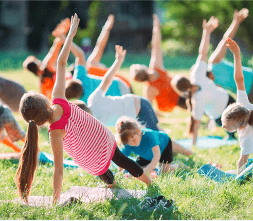 Kids doing yoga